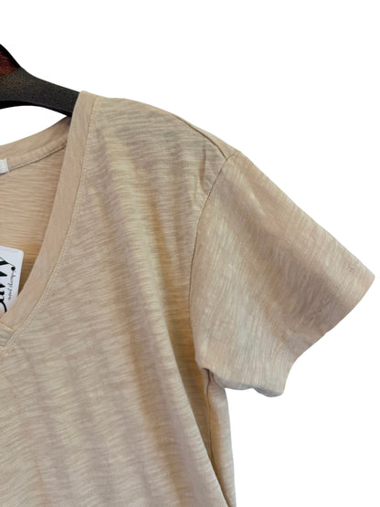 Short Sleeve V-Neck Boxy Tee in pearlescent by Mododoc