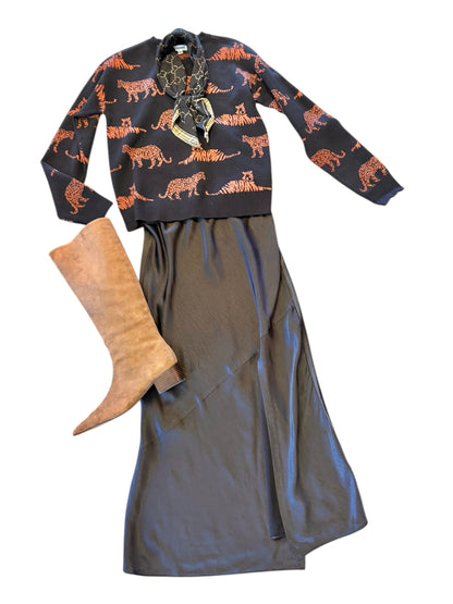 Zenzi Jungle Crewneck Sweater in black/brown