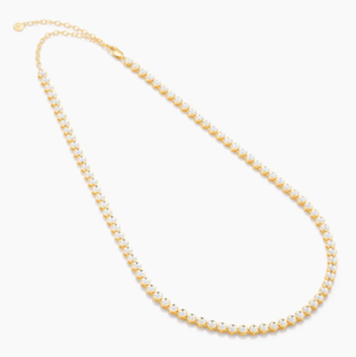Diamond Essential Tennis Necklace in gold by Ella Stein