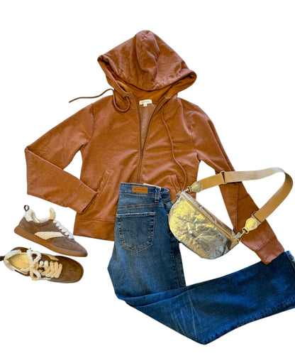 Long Sleeve Cropped Hoodie in sugar glaze by Mododoc