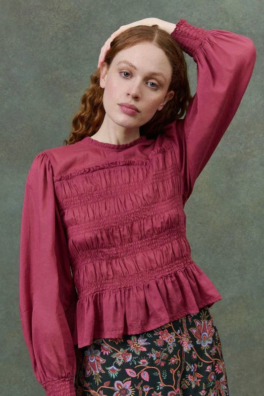 Haydee Smocked Top in grape by Louise Misha