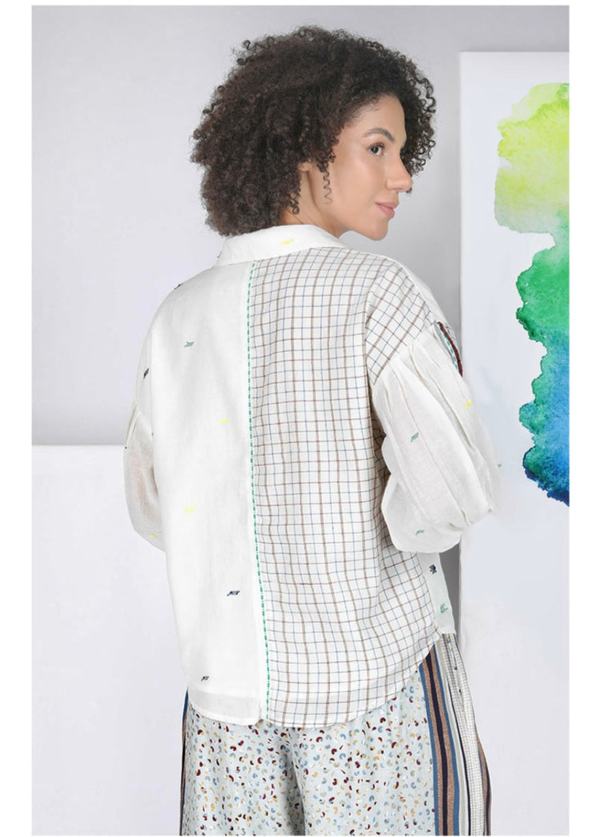 Mitena Handwoven Shirt in ivory by Conditions Apply