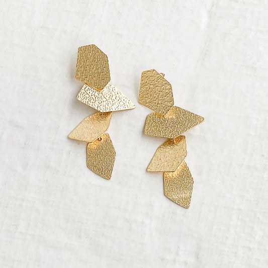 Retro Abstract Dangle Earrings in gold by Virtue