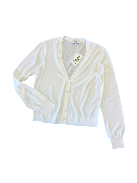 Tissue Weight V-Neck Cardigan in white by J. Society