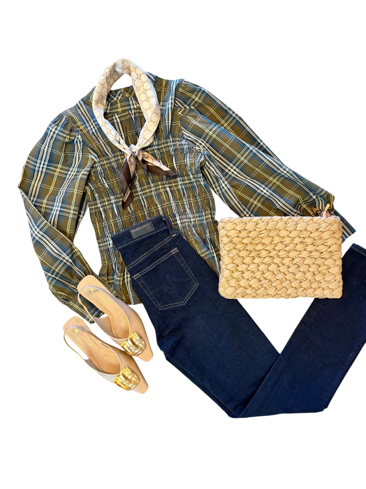 Long Sleeve Plaid Shirt in khaki by Molly Bracken