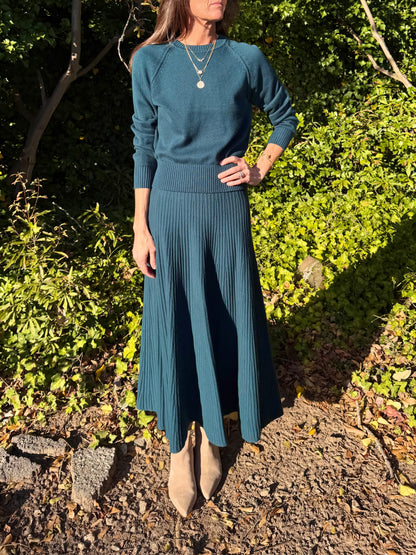 Flared Knit Skirt in deep sea by Lilla P