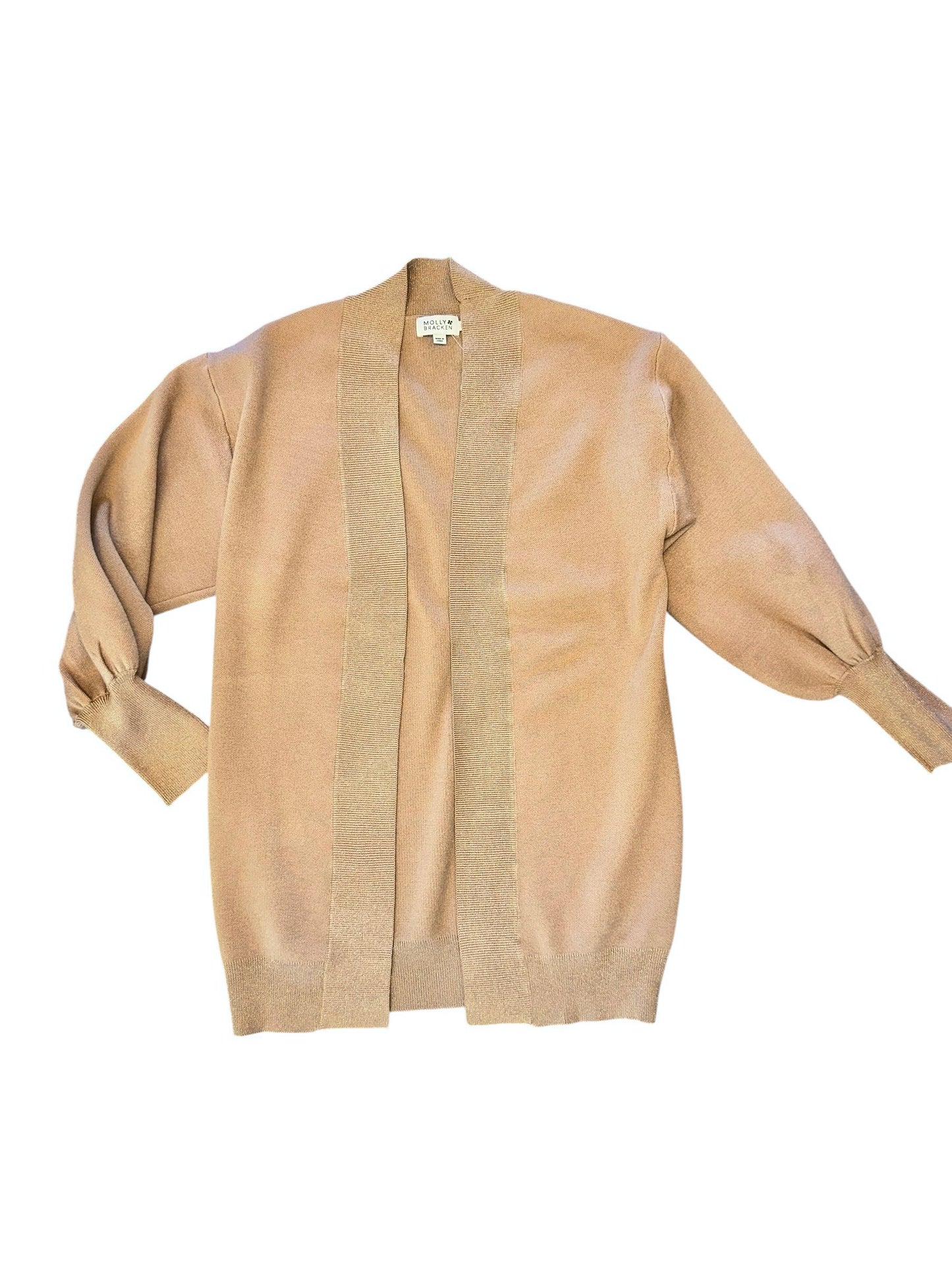 Open Cardigan in golden beige by Molly Bracken