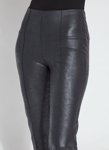 Elysse Foiled Vegan Leather Pant in black by Lysse