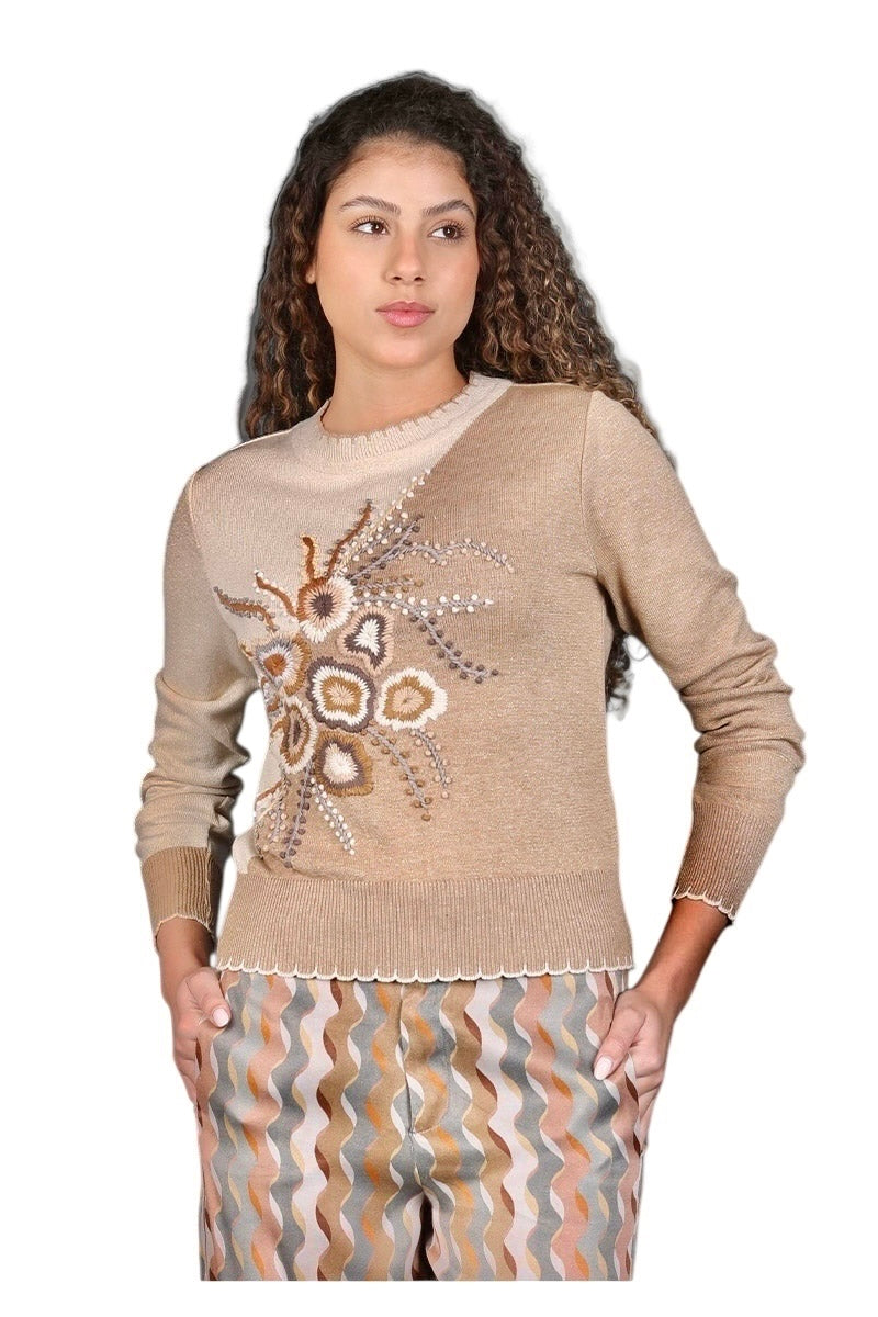 Ferrix Embroidered Sweater in ivory by Conditions Apply