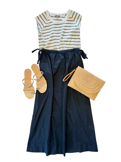 Poplin A-line Maxi Skirt in navy by Lilla P