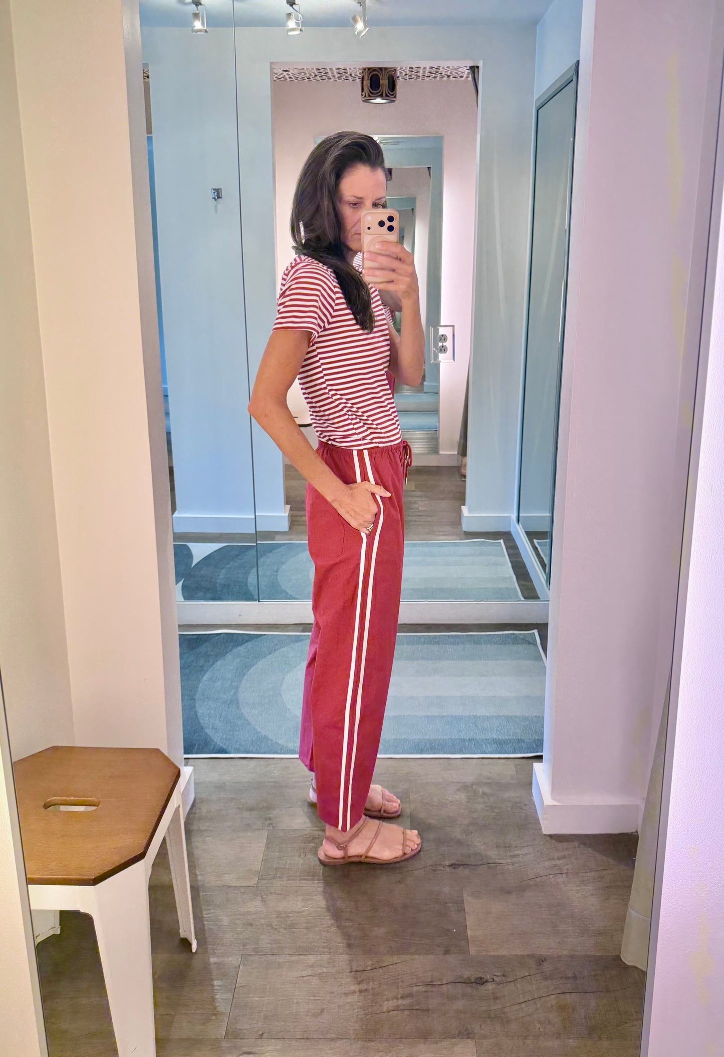 Alba Stripe Tee in red by Pistola