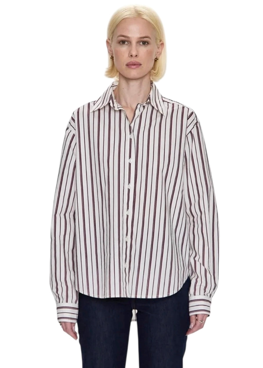 Finlay Oversized Button Down in Claret Stripe by Pistola