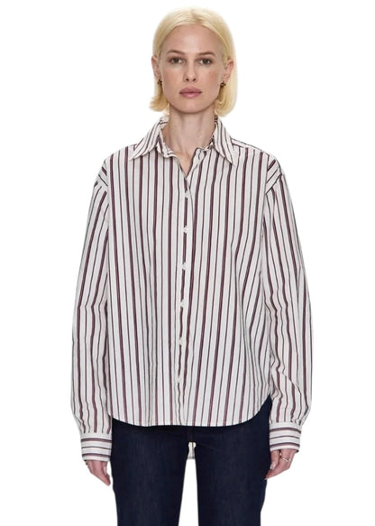 Finlay Oversized Button Down in Claret Stripe by Pistola