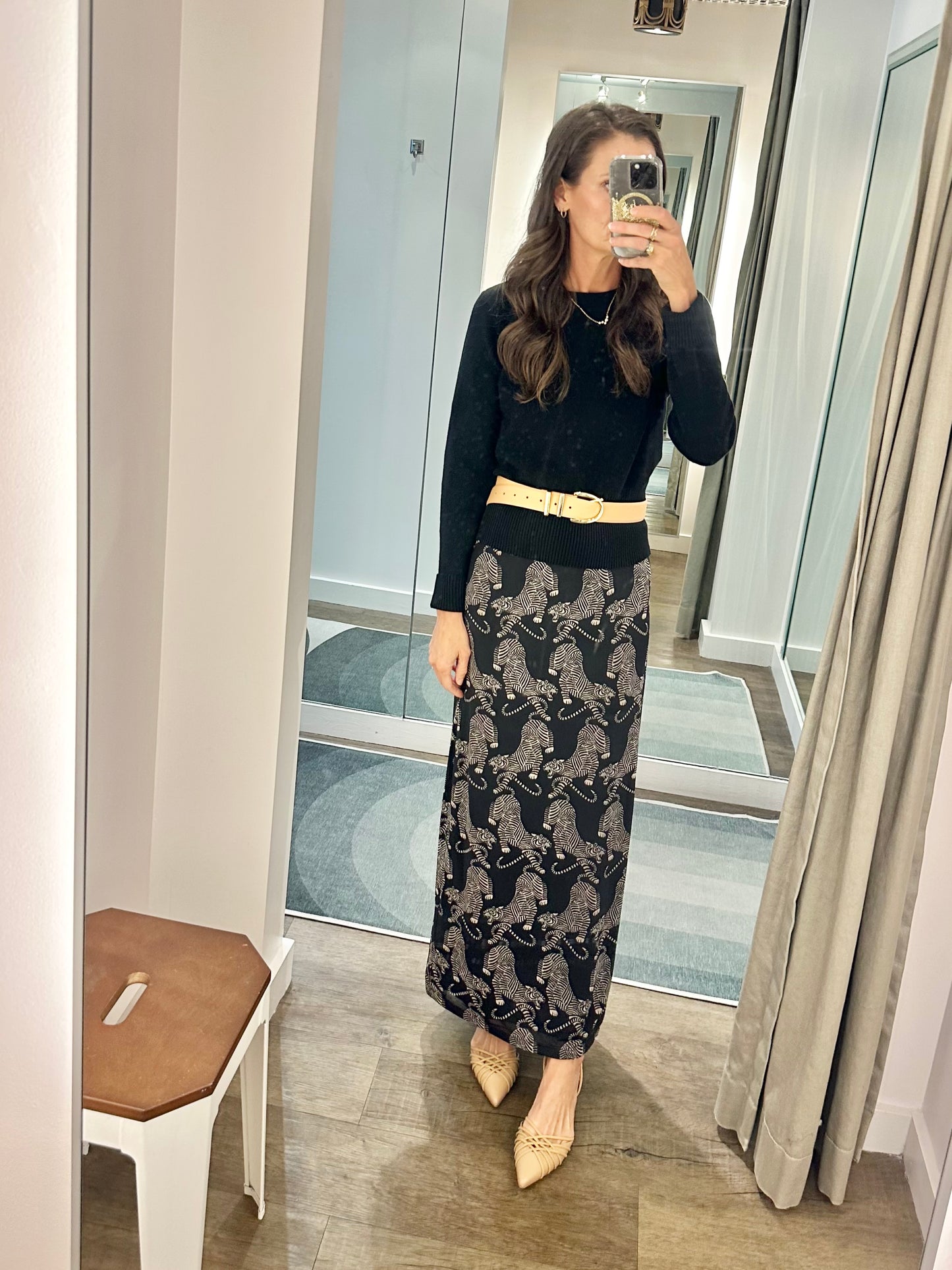 Striped Tigers Tulle Midi Skirt in black by Farm Rio