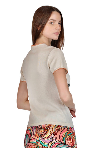 Carmelita Embellished Fish Top in ivory by Conditions Apply