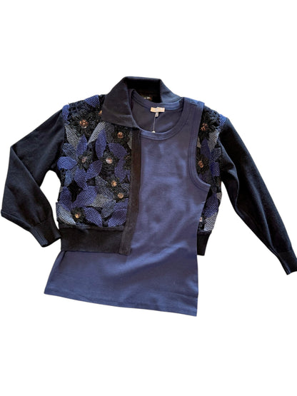 Galicia Lace Front Cardigan in black by Conditions Apply