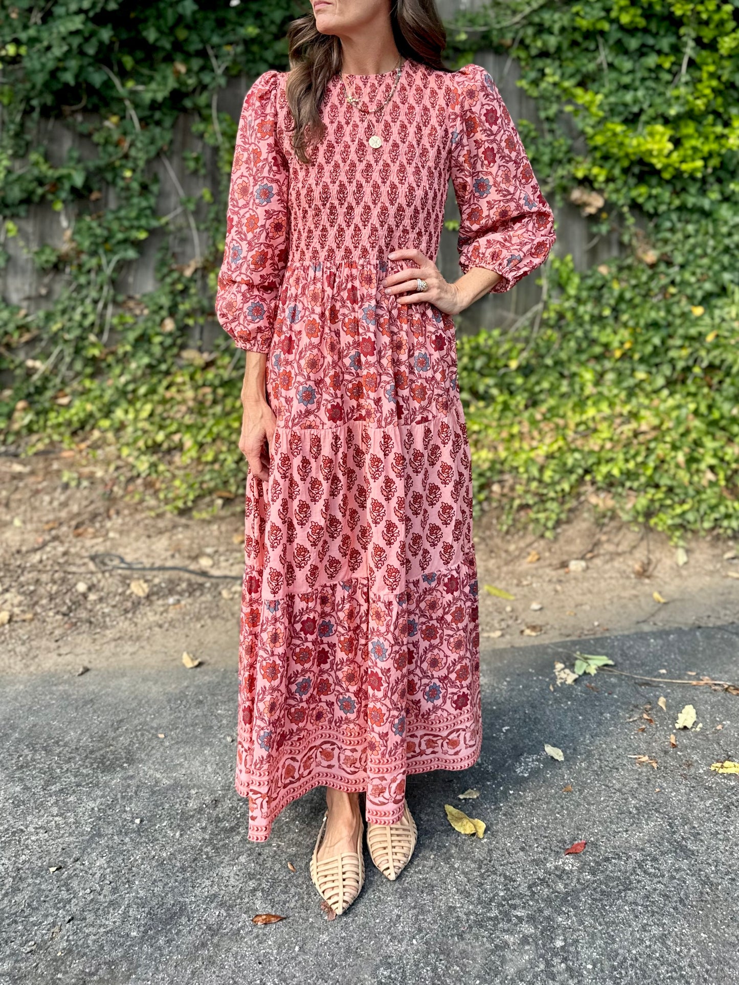 Melinda Long Sleeve Maxi Dress in creamy peach by Bindu