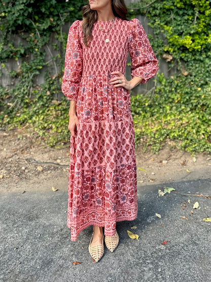 Melinda Long Sleeve Maxi Dress in creamy peach by Bindu