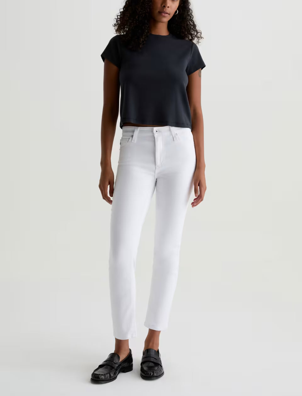Mari High Rise Slim Straight Crop in gallery white by AG