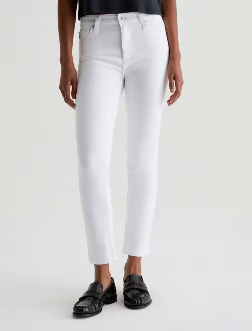 Mari High Rise Slim Straight Crop in gallery white by AG