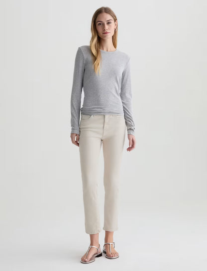 Mari High Rise Slim Straight Crop in pumice by AG
