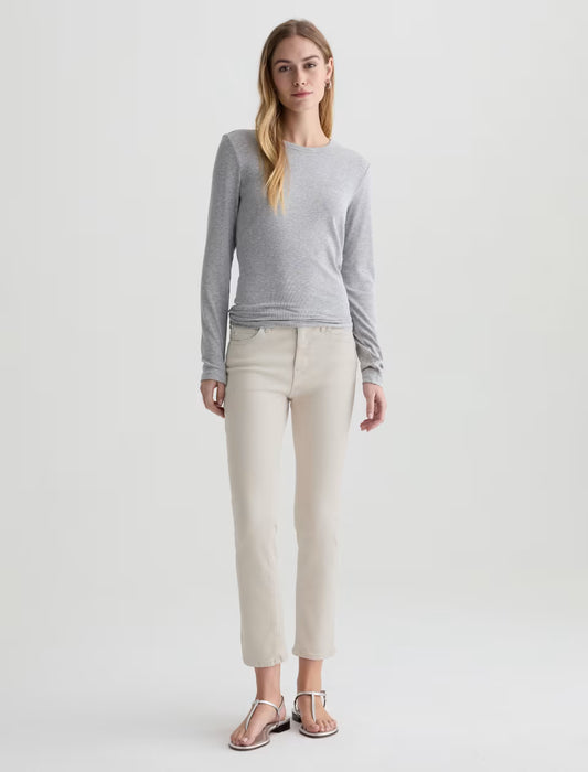 Mari High Rise Slim Straight Crop in pumice by AG