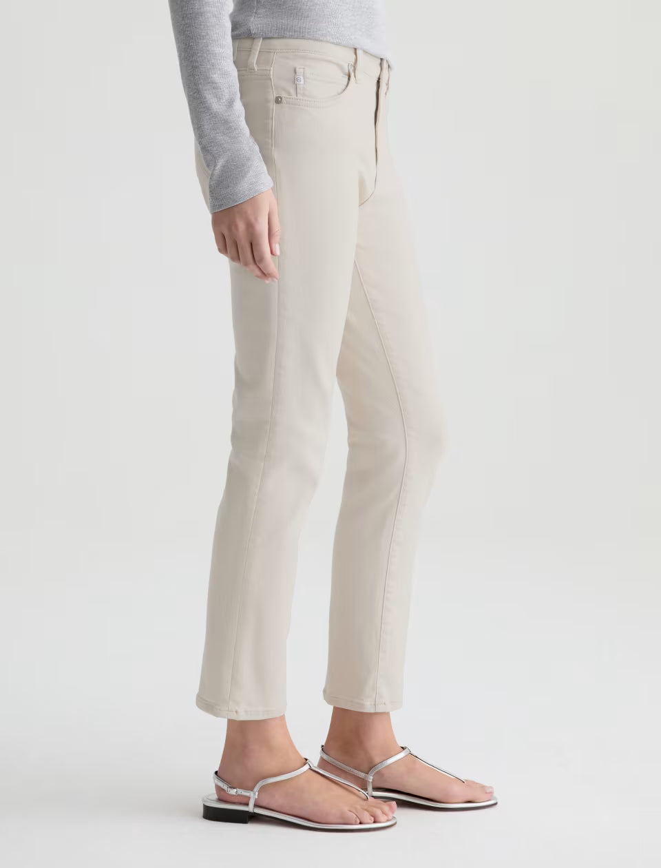 Mari High Rise Slim Straight Crop in pumice by AG