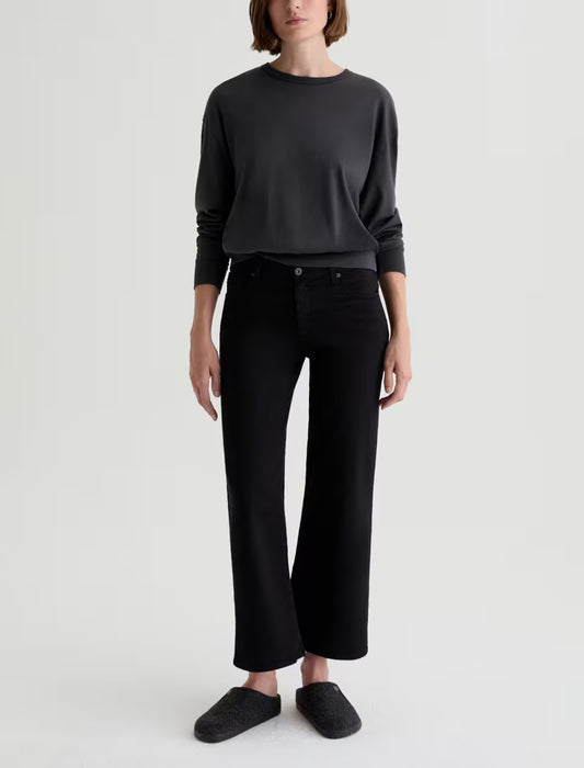 Saige High Rise Wide Leg Crop in super black by AG
