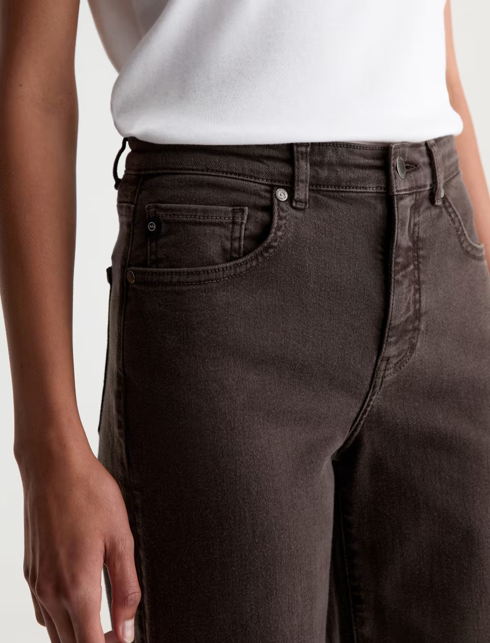 Saige Wide Leg Crop in sulfur burnt umber by AG