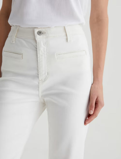 Desi High Rise Flare Jean in powder by AG