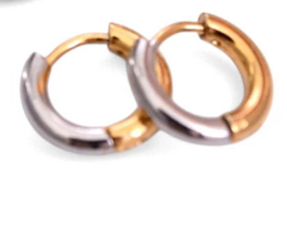 Small Mood Swing Huggies in mixed metals by Farrah B