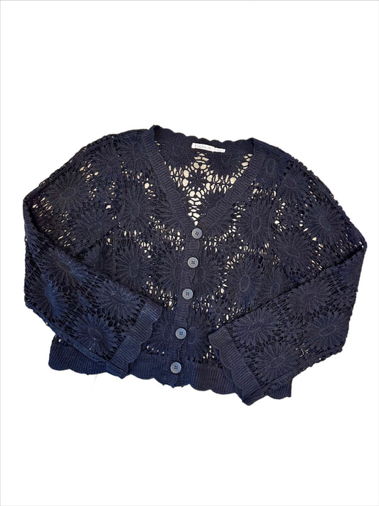 Open Crochet Cardigan in black by Esqualo