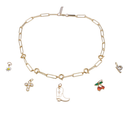 Charm Bar- Off the Hook Clasp Necklace in gold by Farrah B
