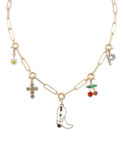 Charm Bar- Off the Hook Clasp Necklace in gold by Farrah B