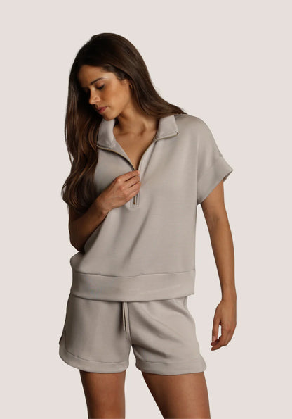 Short Sleeve Half Zip in heather by Dylan