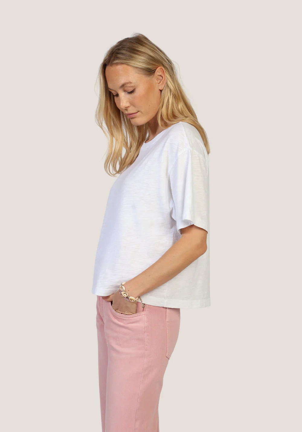 Loose Crew Tee in white by Dylan