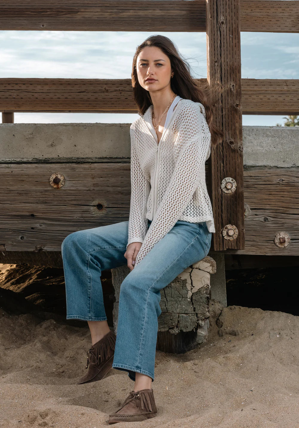 Whitney Pointelle Sweater in soft natural by Dylan
