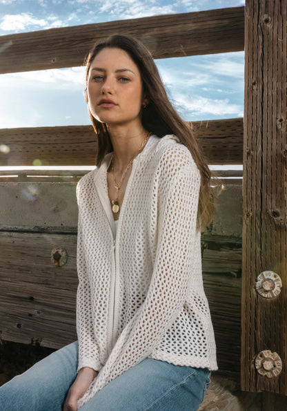 Whitney Pointelle Sweater in soft natural by Dylan