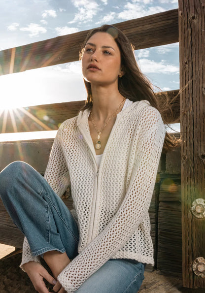 Whitney Pointelle Sweater in soft natural by Dylan
