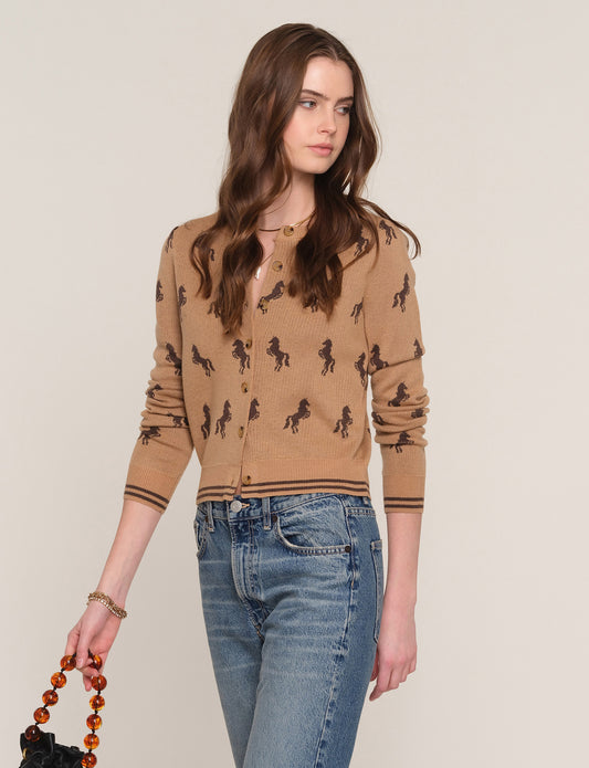 Astra Horse Cardigan in camel by Heartloom