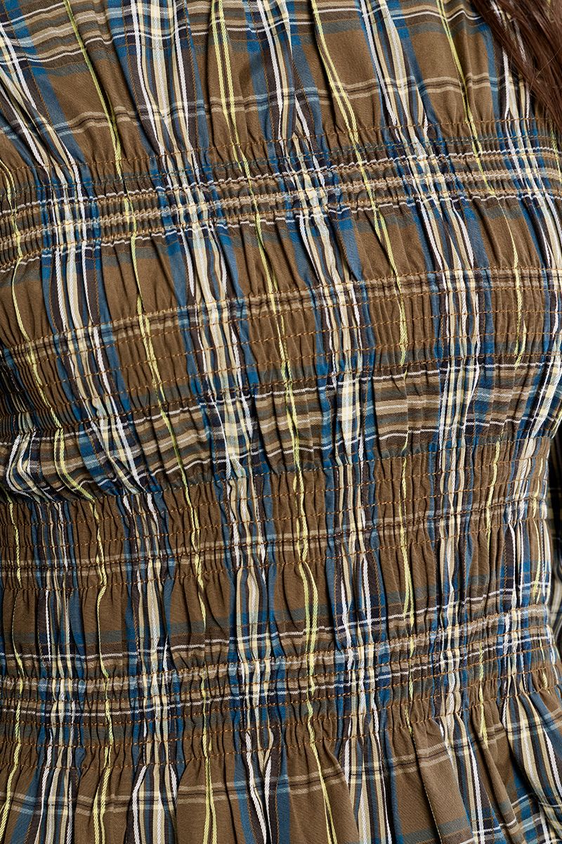 Long Sleeve Plaid Shirt in khaki by Molly Bracken