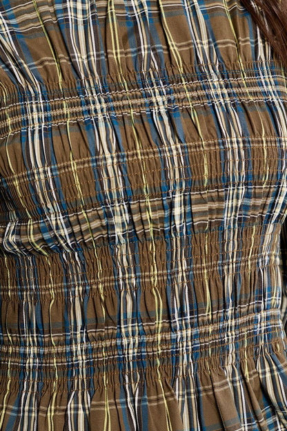 Long Sleeve Plaid Shirt in khaki by Molly Bracken