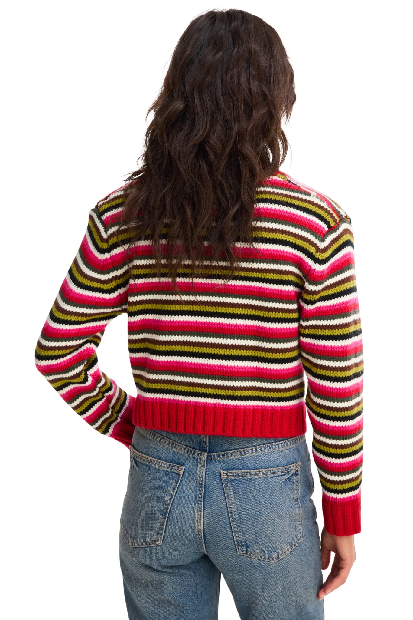 Hailey Striped Cardigan in red multi by Allison
