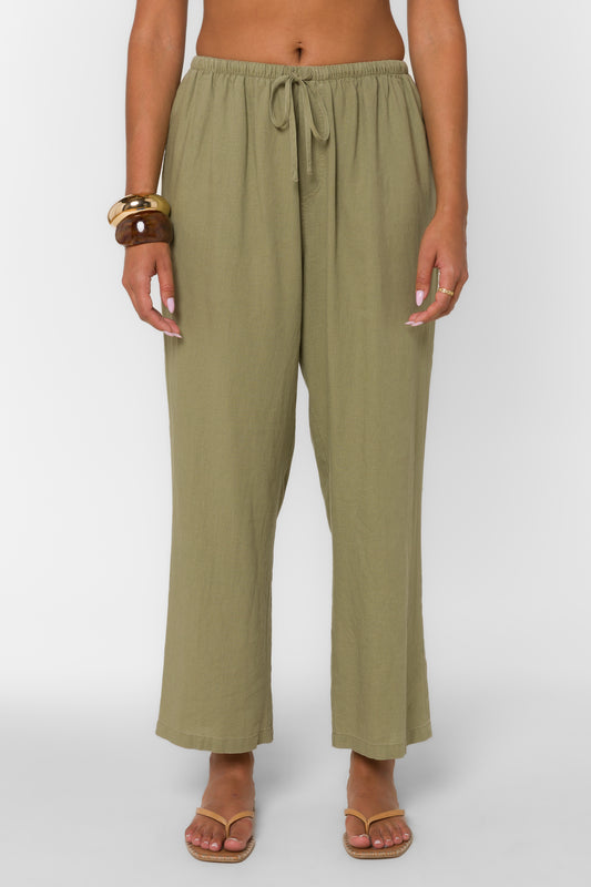 Hensley Linen Pant in aloe olive by Velvet Heart