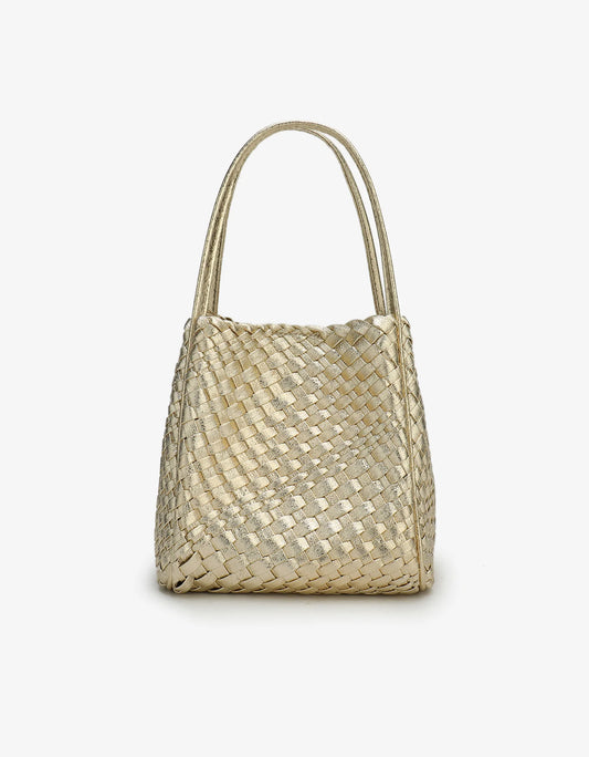 Hollace Mini Woven Tote in platinum by Remi & Reid