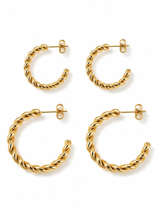 Twisted Sisters Hoop Earring Set in gold by Farrah B
