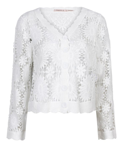 Crochet Cardigan in off white by Esqualo