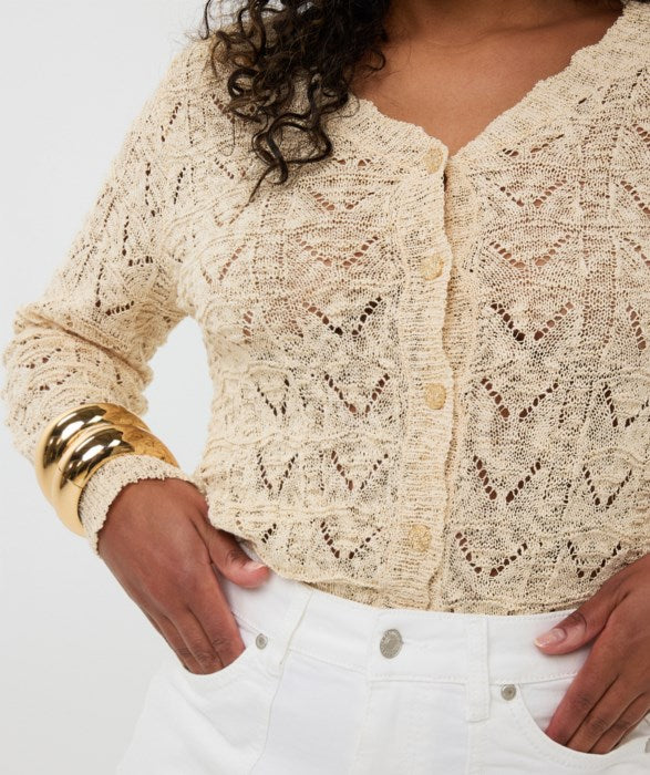 Crochet Cardigan in beige by Esqualo