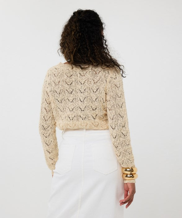 Crochet Cardigan in beige by Esqualo