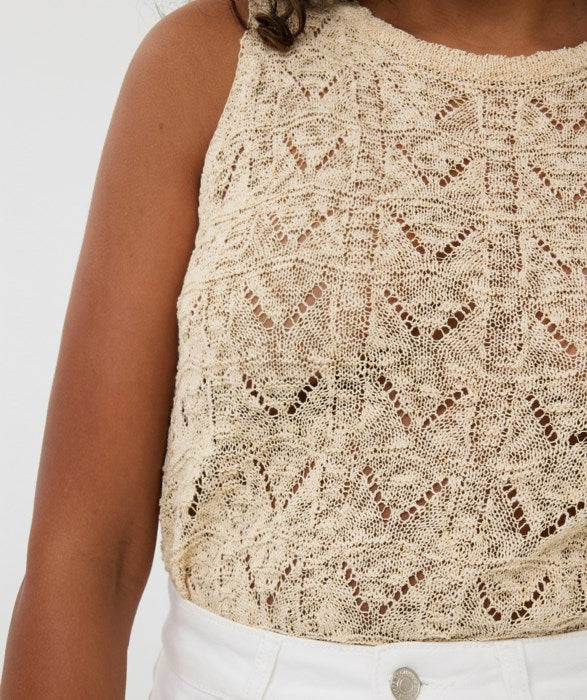 Crochet Tank in beige by Esqualo